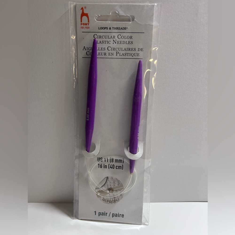 Loops and Threads Pony PURPLE Circular Plastic Needles US 11 8 mm 16 inches